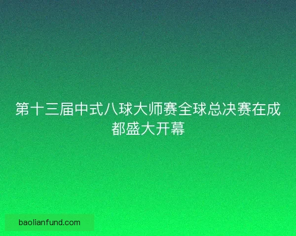 第十三届中式八球大师赛全球总决赛在成都盛大开幕